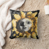 ブラッド茶と赤紐幸せひまわり枕 クッション (ブランケット)