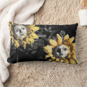 ブラッド茶と赤紐幸せひまわり枕 ランバークッション (ブランケット)