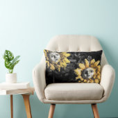 ブラッド茶と赤紐幸せひまわり枕 ランバークッション (椅子)