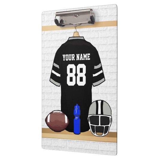 ブラッパーソナライズされたクアンドシルバーグレーフットボールジャージー クリップボード (左)