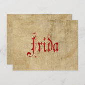 ブラッパーソナライズされたクレター羊皮紙フリダレッド 招待状 (正面/裏面)