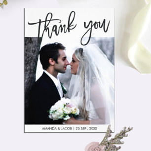 ブラッパーソナライズされたシュ結婚ドの写真サンキューカード 招待状