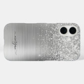 ブラッフェイクシュ銀メタル、グリッター、スクリプト名 Case-Mate iPhoneケース (裏面 (横))