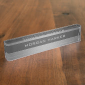 ブラッフェイクシュ鋼ライトグレー文字 デスクネームプレート (側面)