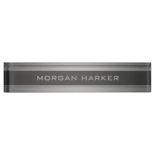 ブラッフェイクシュ鋼ライトグレー文字 デスクネームプレート (正面)