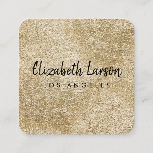 ブラッモダンエレガントシュ金ゴールド金ユニーク属の四角形 スクエア名刺 (正面)