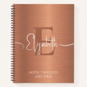 ブラッモダンエレガントシュ銅金モノグラムの属 ノートブック (正面)