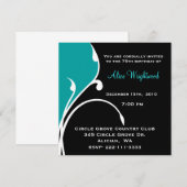 ブラッモダンクアンドアクアマリン誕生日招待状 招待状 (正面/裏面)