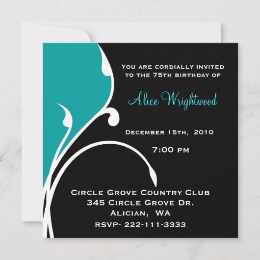 ブラッモダンクアンドアクアマリン誕生日招待状 招待状 (正面)