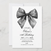 ブラッモダンクエレガント・ボウ誕生日招待状 招待状 (正面)