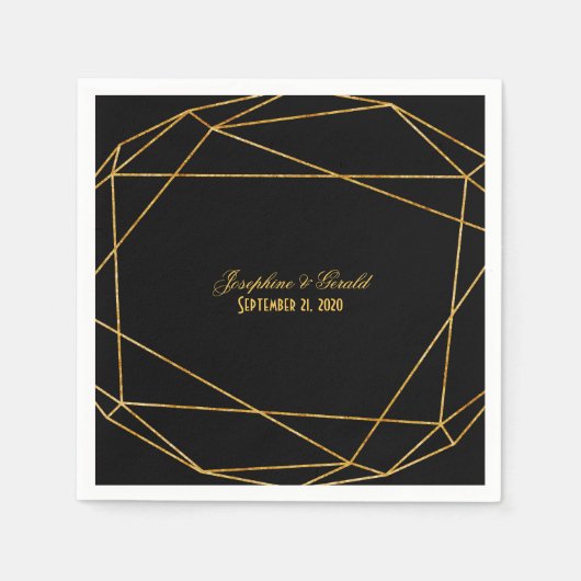 ブラッモダンクエレガント&金ゴールド披露宴ディナー スタンダードカクテルナプキン (正面)
