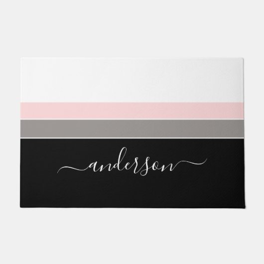 ブラッモダンクストライプのカラーブロック ドアマット (正面)