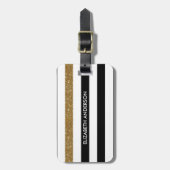 ブラッモダンクストライプの金ゴールドのエラーと名前 ラゲッジタグ (正面縦)