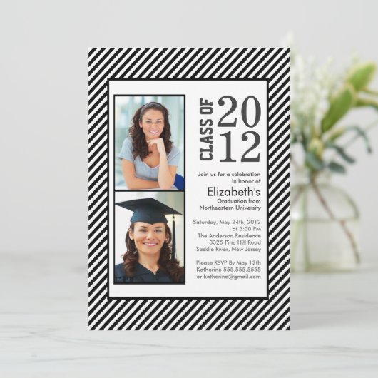 ブラッモダンクストライプ·ズ·フォト卒業案内 招待状 (スタンド正面)