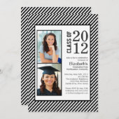 ブラッモダンクストライプ·ズ·フォト卒業案内 招待状 (正面/裏面)