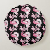 ブラッモダンクピンクフラミンゴ ラウンドクッション (裏面)