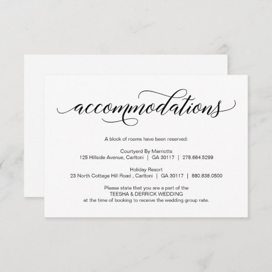 ブラッモダンク結婚の書、宿泊施設 エンクロージャーカード (正面/裏面)