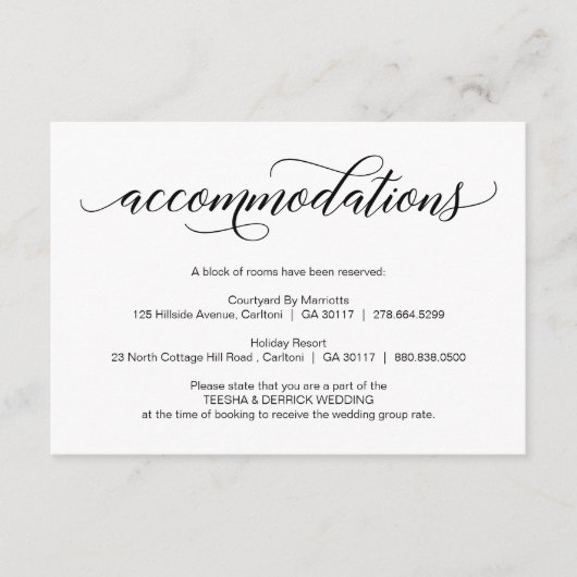 ブラッモダンク結婚の書、宿泊施設 エンクロージャーカード (正面)