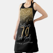 ブラッモダンク金ゴールドグリッター70歳誕生日タイポグラフィ エプロン (インサイチュ)