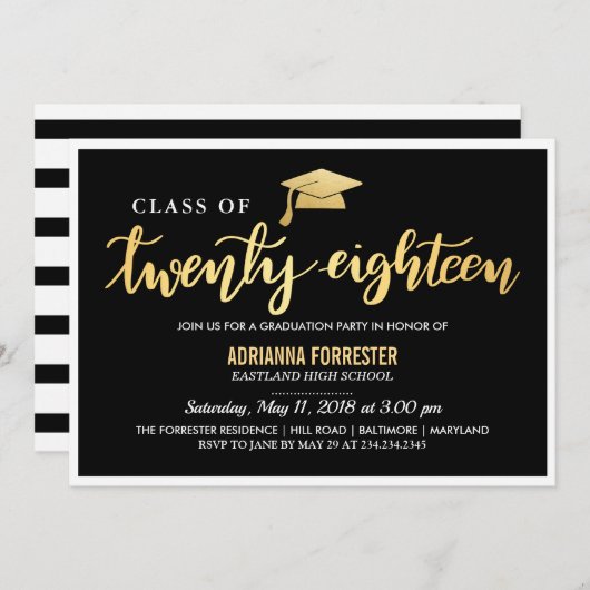 ブラッモダンク金ゴールド| 2018年大学院脚本 招待状 (正面/裏面)