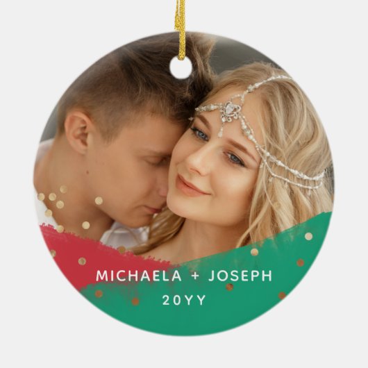 ブラッモダンク | クリスマス2枚の写真 セラミックオーナメント (裏面)