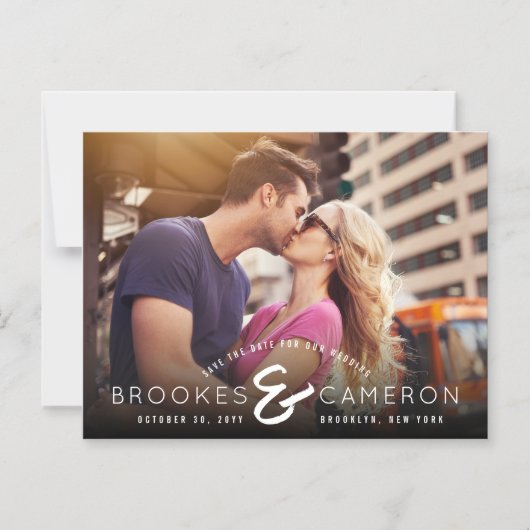 ブラッモダンシュのアンパサンド写真日付の保存 マグネット招待状 (正面)