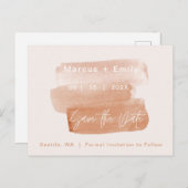 ブラッモダンシュストロークのミニマルな日付を保存 案内ポストカード (正面/裏面)