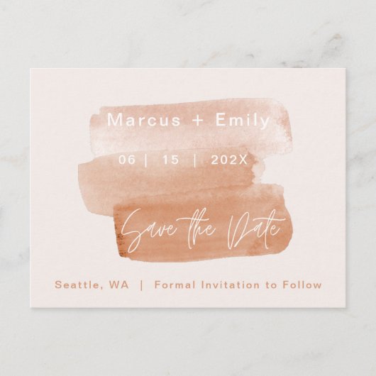 ブラッモダンシュストロークのミニマルな日付を保存 案内ポストカード (正面)