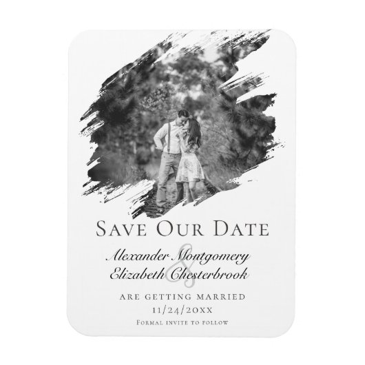 ブラッモダンシュストローク写真の保存日付 | ヘビーホワイト マグネット (縦)