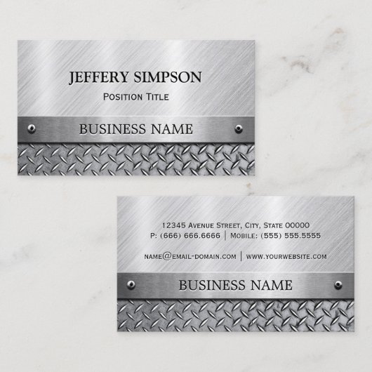 ブラッモダンシュ仕上げメタルルック – 完全にカスタマイズ可能 名刺 (正面/裏面)