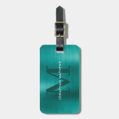 ブラッモダンシュ金属ティール（緑がかった色）モノグラム ラゲッジタグ (正面縦)