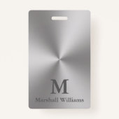 ブラッモダンシュ金属ルックグレーネーム文字モノグラム バッジ (裏面)