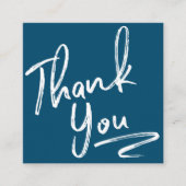 ブラッモダンシ感謝していュのスクリプト順序ネイビ青 スクエア名刺 (正面)