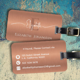 ブラッモダンスタイリッシュシュ銅金モノグラムの属 ラゲッジタグ