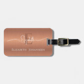 ブラッモダンスタイリッシュシュ銅金モノグラムの属 ラゲッジタグ (正面横)