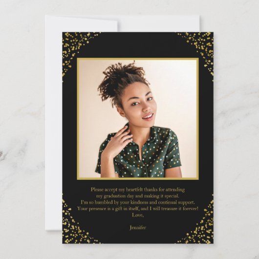 ブラッ感謝していクのラヴ&卒業式キャップ金箔 招待状 (裏面)