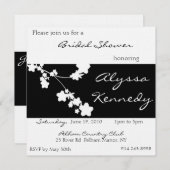 ブラッ日本のク&ホワイトブライダルシャワー招待状 招待状 (正面/裏面)