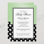 ブラッ王室のク水玉模様グリーンベビーシャワー招待状 招待状 (正面/裏面)