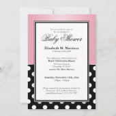 ブラッ王室のク水玉模様ピンクベビーシャワー招待状 招待状 (正面)
