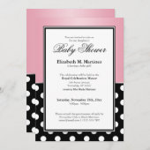 ブラッ王室のク水玉模様ピンクベビーシャワー招待状 招待状 (正面/裏面)