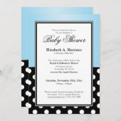 ブラッ王室のク水玉模様ブルーベビーシャワー招待状 招待状 (正面/裏面)