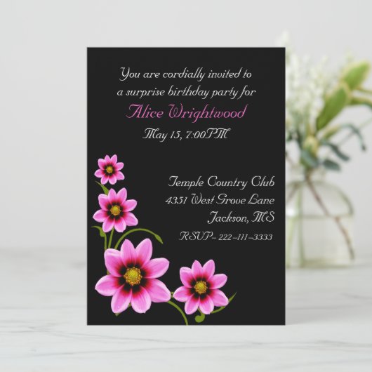 ブラッ素晴らしクアンドピンクレディーズ誕生日招待状 招待状 (スタンド正面)