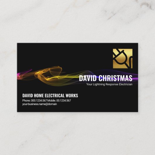 ブラッ素晴らしク·エレクトリカル·稲妻·電気技師 名刺 (正面)