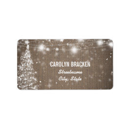 ブラッ素朴プきらめく星クリスマスツリー ラベル