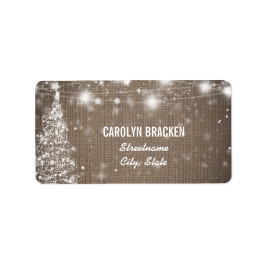 ブラッ素朴プきらめく星クリスマスツリー ラベル (正面)