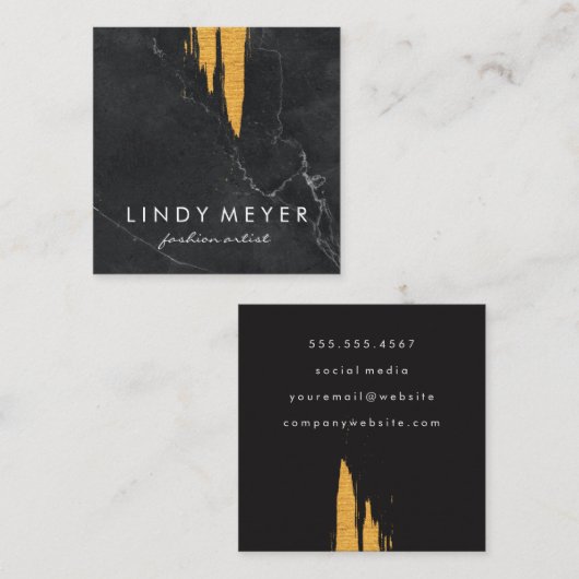 ブラッ芸術的シュフェイク金ゴールド |石板 スクエア名刺 (正面/裏面)