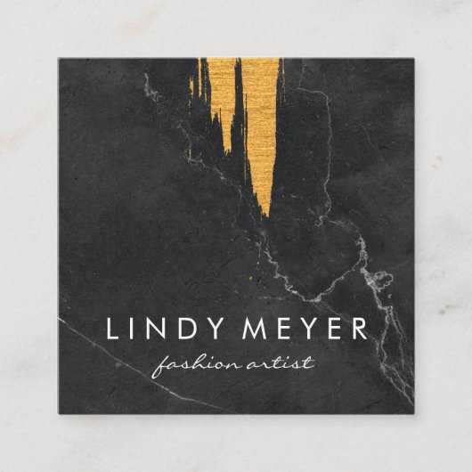 ブラッ芸術的シュフェイク金ゴールド |石板 スクエア名刺 (正面)