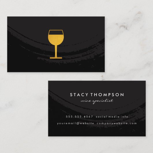 ブラッ芸術的シュ黒黄ワイングラス 名刺 (正面/裏面)