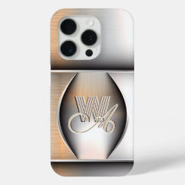 ブラッ輝くシュ鋼製モノグラムiPhone / iPadケース iPhone 15 Proケース