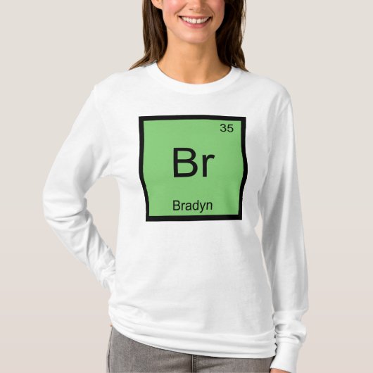 ブラディン 名前 化学元素周期表 Tシャツ (正面)